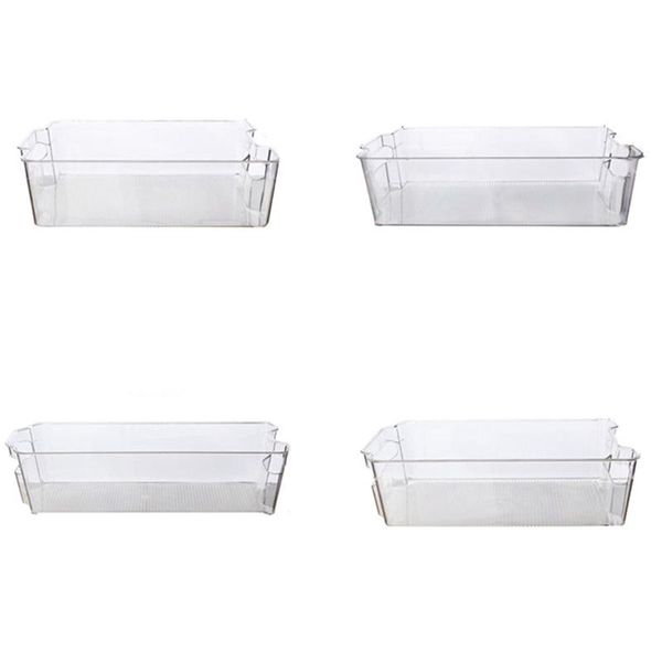

storage bottles & jars refrigerator organizer stackable bins, set of 4, assorted bins for er fridge set-clear