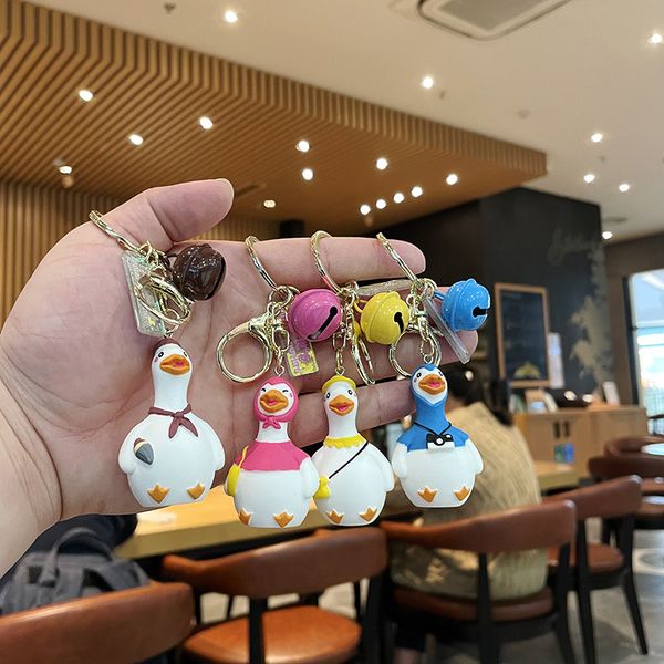 

keyring keychain cartoon cartoon decoration lovely travel duck resin bag pendant small gift creative car, Silver