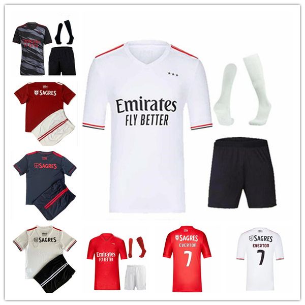 

21/22 benfica soccer jerseys fans player version seferovic waldschmidt everton pizzi rafa darwin g.ramos 2021 2022 men kids kits sock full s, Black;yellow