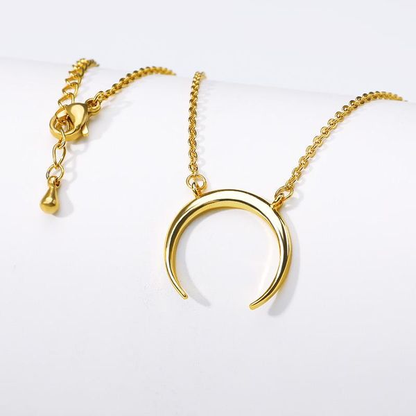 

minimalism delicate moon shape necklace christmas gift to girlfriend curved crescent moon gold plated rose gold pendant, Silver