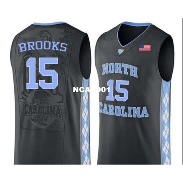 

21s unc tarheels garrison brooks #15 college real embroidery jersey size s-4xl or custom any name or number jersey, Black