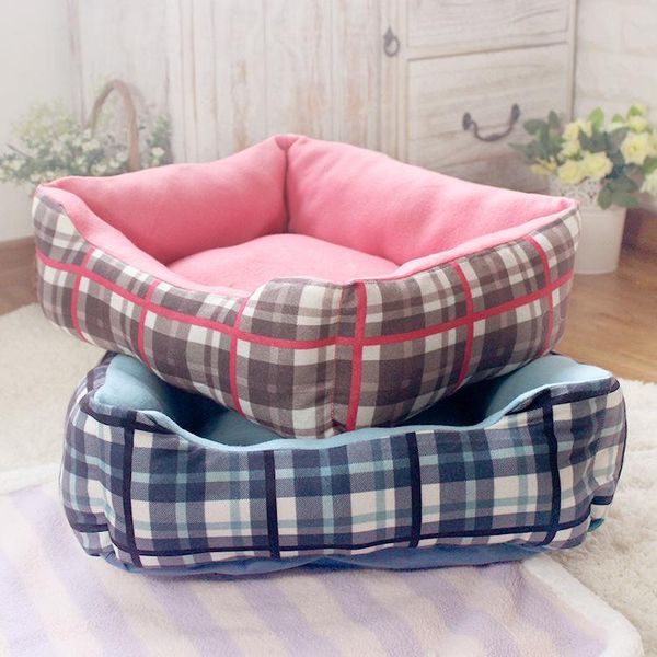 

fresh and simple style kennel velvet nest small lattice warm nest party pet dog kennel dogs warm comfortable cotton cushion