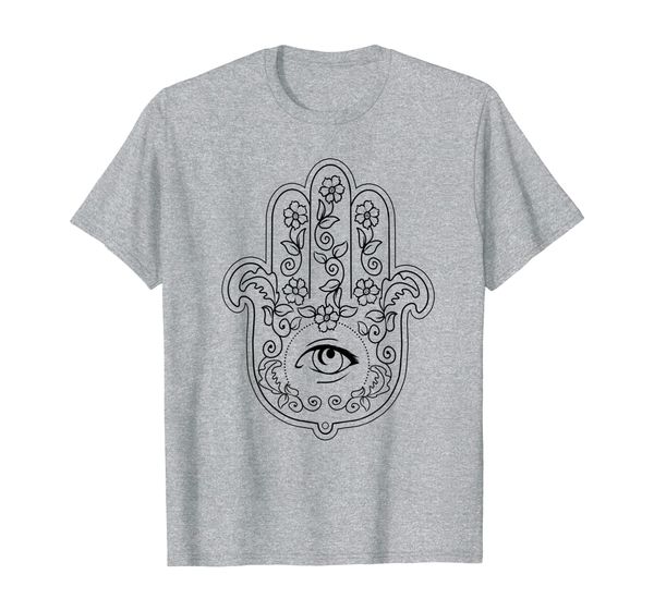 

powerful spiritual amulet hamsa black silhouette gift t-shirt, White;black