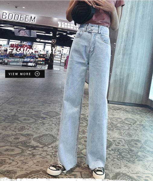 

2021 new woman breech breeches high waist clothes wide leg denim vintage streetwear quality summer fashion harajuku loose pants rvls, Blue