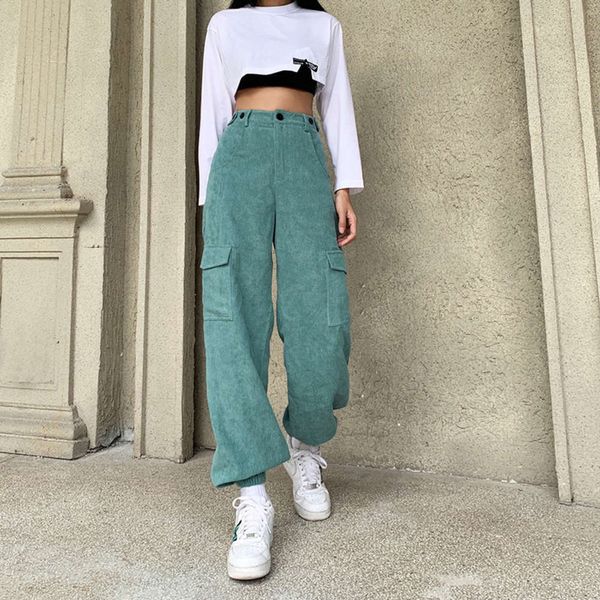 

thin autumn winter 2021 new pocket high waist and toe light wick corduroy men's pants, Black;white