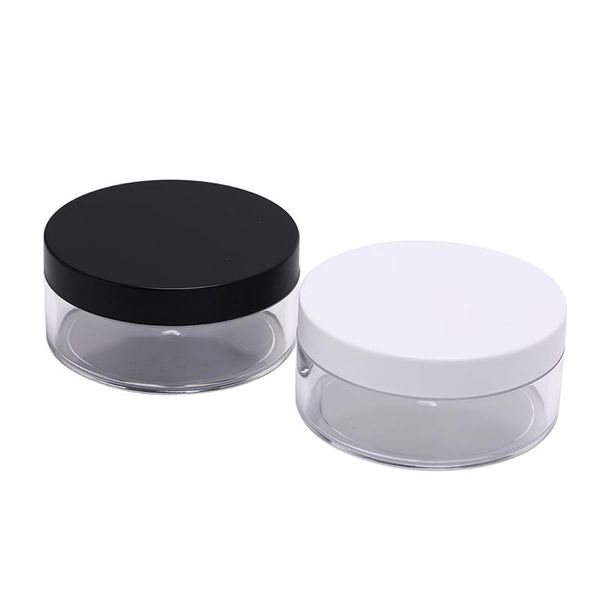 

storage bottles & jars 50g plastic clear reusablet empty loose powder container cosmetic jar travel pot with black cap handheld 6.8cm x 3.1c