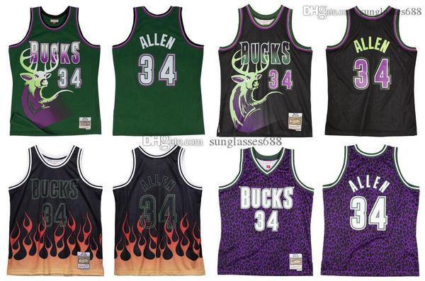 

stitched ray allen jersey s-6xl mitchell & ness 1996-97 mesh hardwoods classics retro basketball jerseys men women youth, Black;red