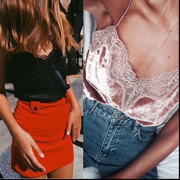 

new women summer lace vest sleeveless blouse casual tank t shirt v neck lace sling vest camis t shirt, White