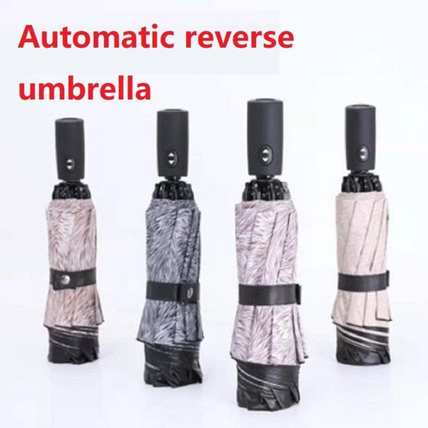 

umbrellas 10k three- folding reverse umbrella parasol women travel sun black windproof automatic business