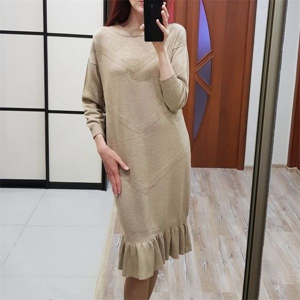 

gigogou oversized long knit women maxi sweater dress autumn winter pullover straight dresses casual highstreet midi dress, Black;gray