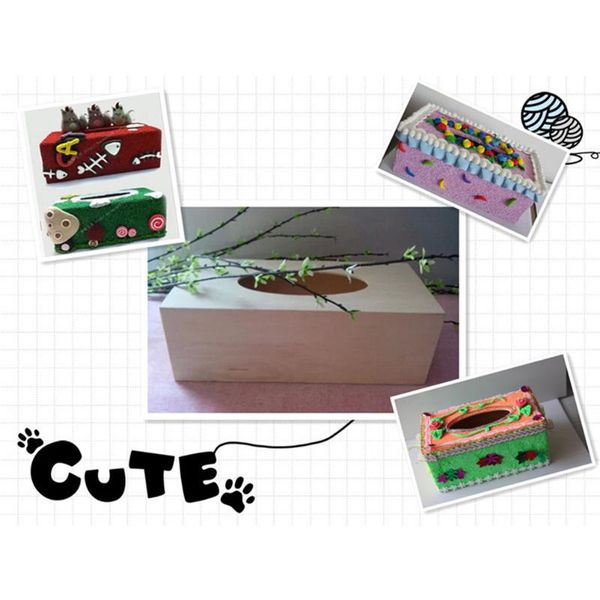

tissue boxes & napkins 2pcs diy wooden napkin box plain color holders for home shop