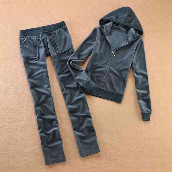 

luxurybrand fluwelen 2021 dust packages velours pack women's training suit hoodies and broek sapphire, Gray