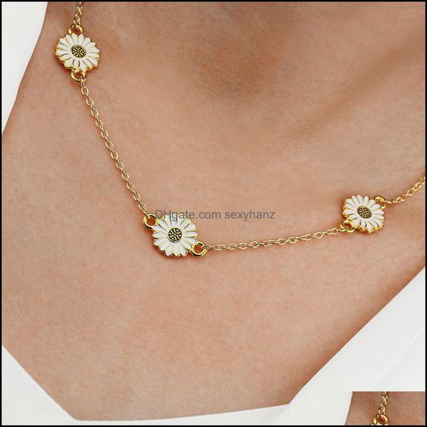 

pendant necklaces & pendants jewelry s1380 fashion flower necklace cute small fresh daisy short drop delivery 2021 on1cg, Silver