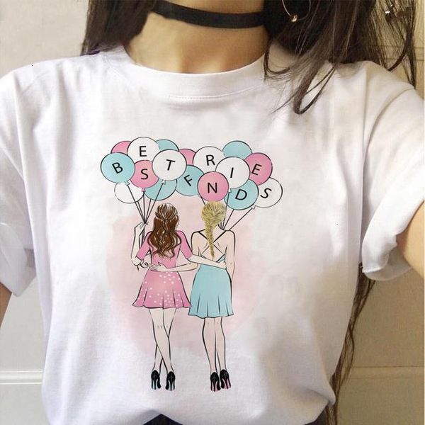 

bbf ladies t-shirt girlfriends cotton short-sleeved summer street women's tee cute girl drop shipping, White