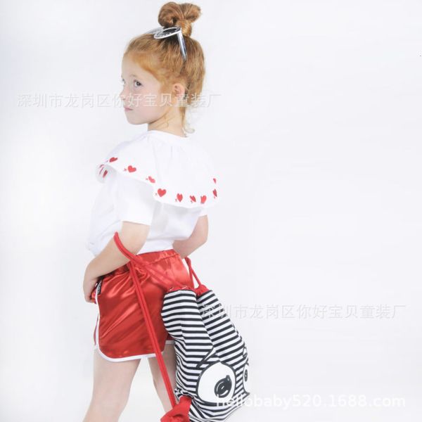 

ins19 spring summer loud girls with the same love, white shirt, red shorts, children's day