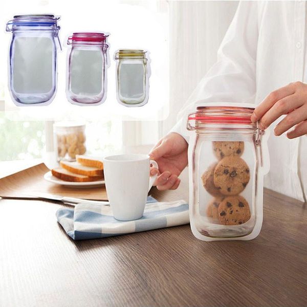 

hanging baskets 1pcs clear storage bag plastic resealable bottle shape baggy grip self seal reclosable kitchen tools