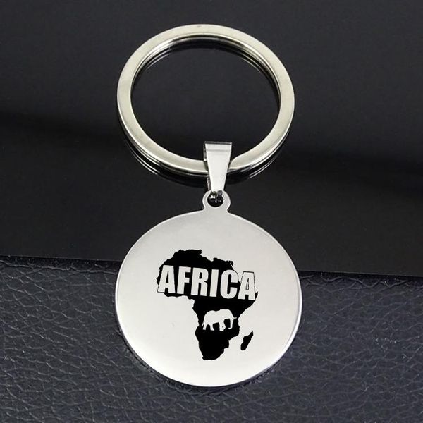 

keychains africa animals map keychain unique stainless steel disc jewelry for men and women yp7365, Silver
