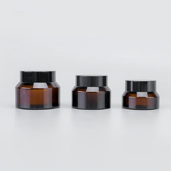

storage bottles & jars 5pcs 15g 30g 50g amber brown glass cosmetic lotion jar pot face cream skin care container makeup vial