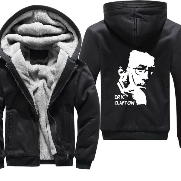 

men's hoodies & sweatshirts eric clapton rock thick men winter jacket loose streetwear hoody vintage hip hop punk hoodie harajuku cloth, Black