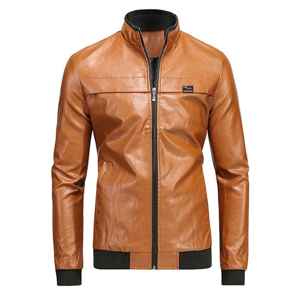 

men's solid jacket fashion autumn winter casual leather jacket biker motorcycle zipper long sleeve coat blouses, Black;brown