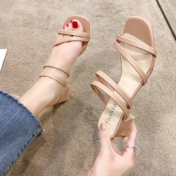 

sandals women summer fashion women's 2021 solid color open toe casual all-match comfortable female shoes, Black