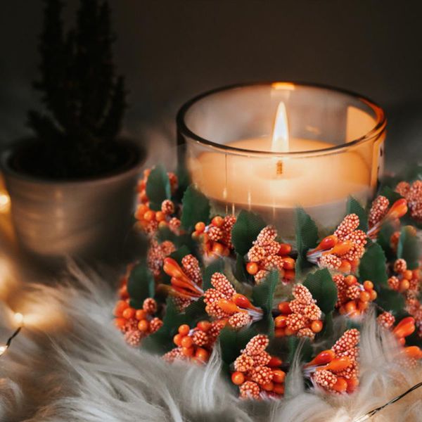 

decorative flowers & wreaths candle ring wreath artificial berries 1pcs durable quality christmas decor for home hanging