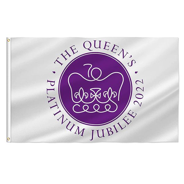 Queens Platinum Jubilee Flag 3x5 Ft, Elizabeth II 2022 70 Bandeiras de aniversário, 100d poliéster plena impressão digital, interior interior