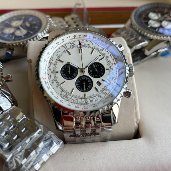 Нарученные часы Brietling Luxury Mens Quartz Designer 42 -мм водонепроницаемой остановки.