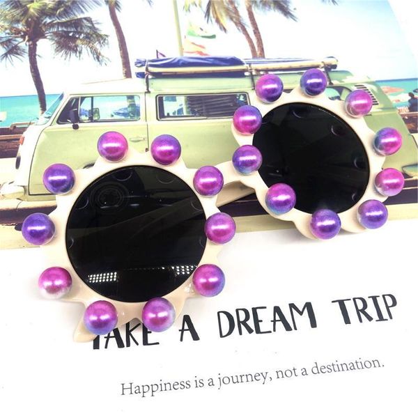 

unique rainbow pearl baby sunglasses gorgeous handmade round kids sun glasses uv400 eyeglasses gafas de sol, White;black