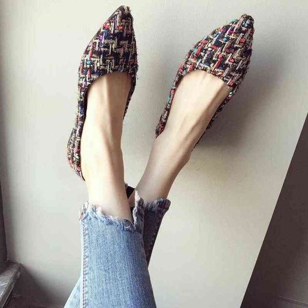 

color weaving flat shoes woman all-contest shallow mouth flats big size 41 mixed color glitter botas shoes vintage, Black