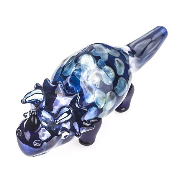 Tubi di vetro Pyrex colorati Bel colore Handpipe Fatto a mano portatile Innovativo Triceratops Dinosauri Tubo a forma di porta tabacco alle erbe secche Decorazione per fumatori