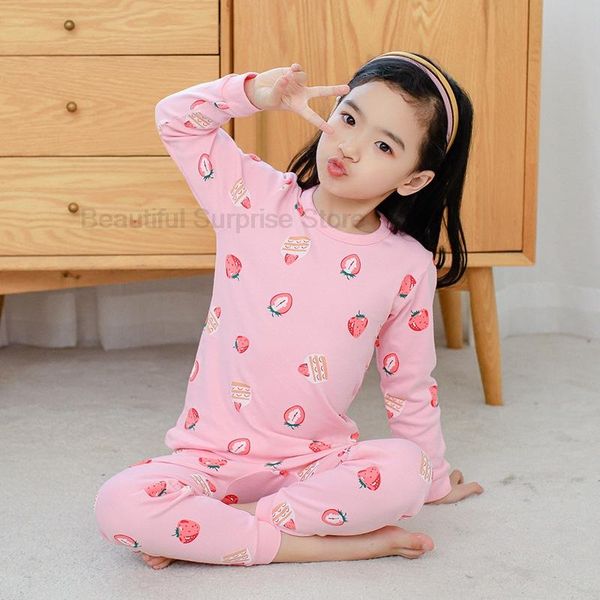 

pajamas 2021 kids boys girls pajama sets print long sleeve cute t-shirt with pants toddler baby autumn sleeping clothes, Blue;red