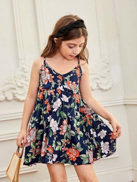 

girls allover floral print cami dress she, Red;yellow