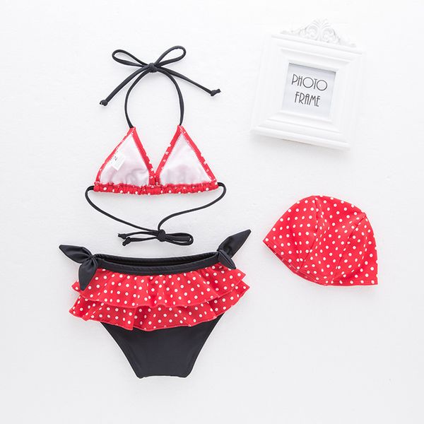 

women's split white swimsuit dot children's spring suit, White;black