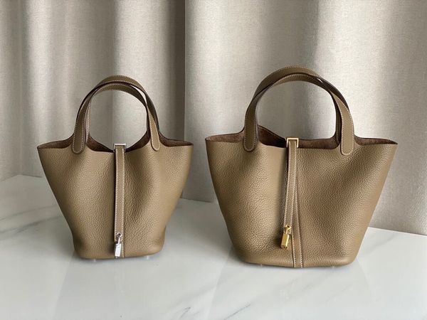 

classic vegetable basket togo leather handbag bucket bag womens bag