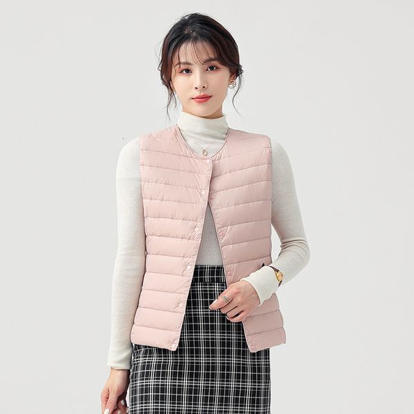 

ladies down jacket 2021 autumn winter warm camisole light et white duck down women's vt, Black