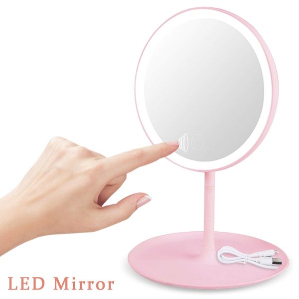 Maquiagem com Dimmer de Toque Ajustável LED fácil de preencher com mesa de mesa de mesa de luz espelho cosmético Ferramenta de beleza