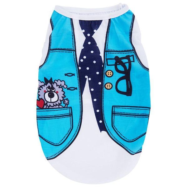 

dog apparel -puppy costume t-shirt summer round neck tee playsuit clothes apparels s light blue