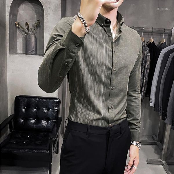 

personalized half stripe long sleeve shirt men's fashion slim fit dress shirts, White;black