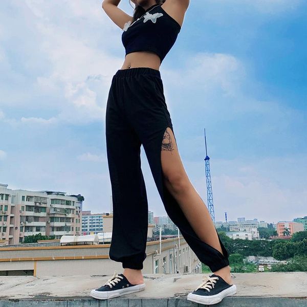 

women's pants & capris autumn high-waist open-up dresses street s leisure, Black;white