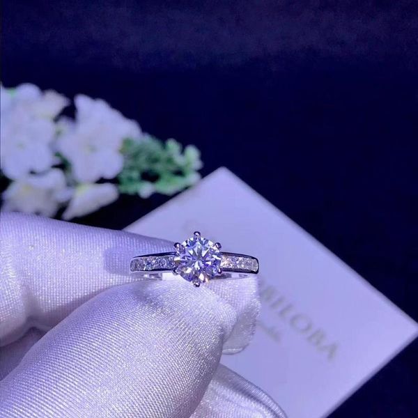 

cluster rings round silver moissanite ring 1ct d vvs luxury weding for women, Golden;silver