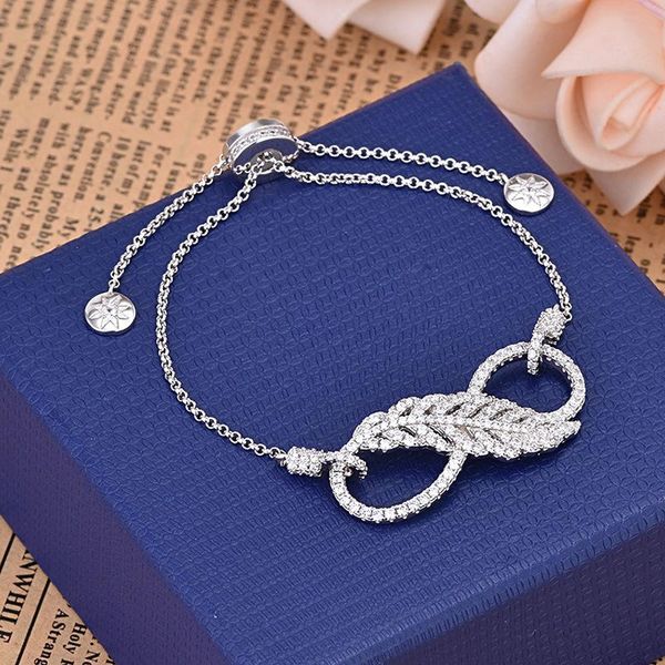 

charm bracelets elegant sliver color bracelet for women 8 shape tree leaf 2021 female fashion zircon jewelry wedding gifts zk40, Golden;silver