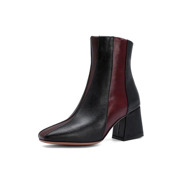 

boots oversized square head women shoes ankle for ladies woman winter, Black