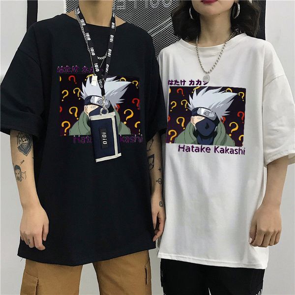 

2021 new legal naruto t camisa masculina japons kakashi camiseta streetwear harajuku casual manga curta oversized vero japo tshirts c9t, White;black
