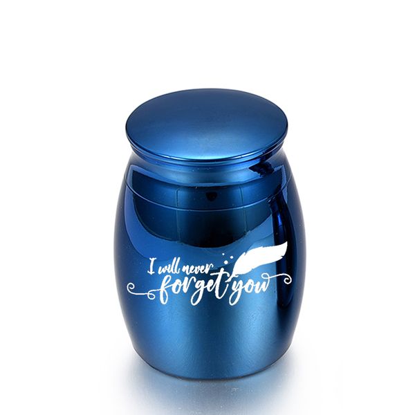 

small keepsake urn for human or pet ashes pendant aluminum alloy cremation jar mini funeral urn with velvet bag-i will never forget you, Silver