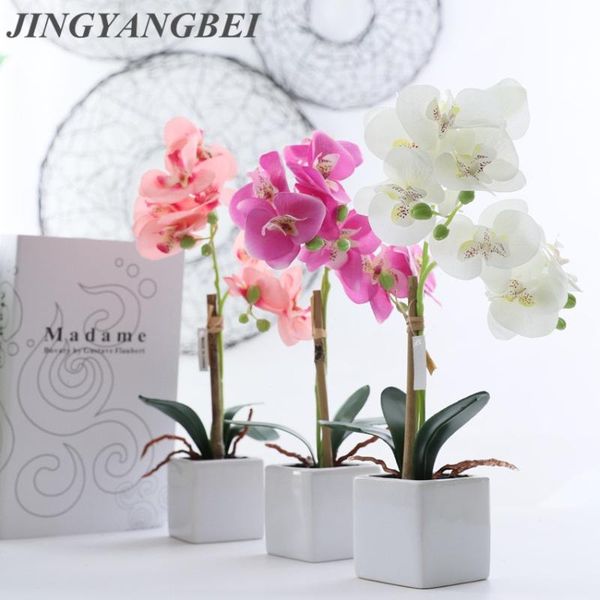 

decorative flowers & wreaths silk butterfly orchid ceramics bonsai artificial with leaves vase set home decor wedding decoration potted plan