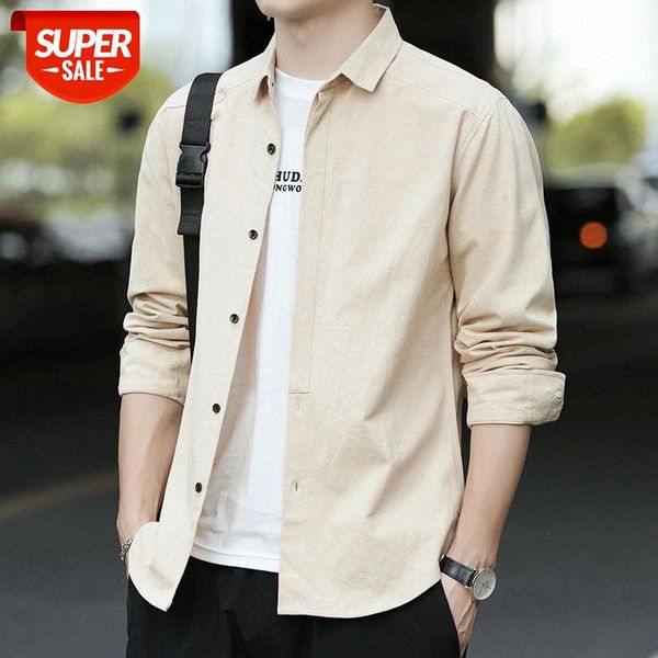 

shirt men autumn casual korean trend fashion jacket dark placket cotton #4e59, White;black