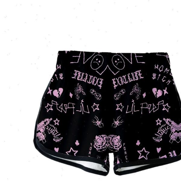 

hip hop singer lil peep summer gothic shorts cute casual fashion summer kpop women harajuku tight shorts biker shorts, White;black