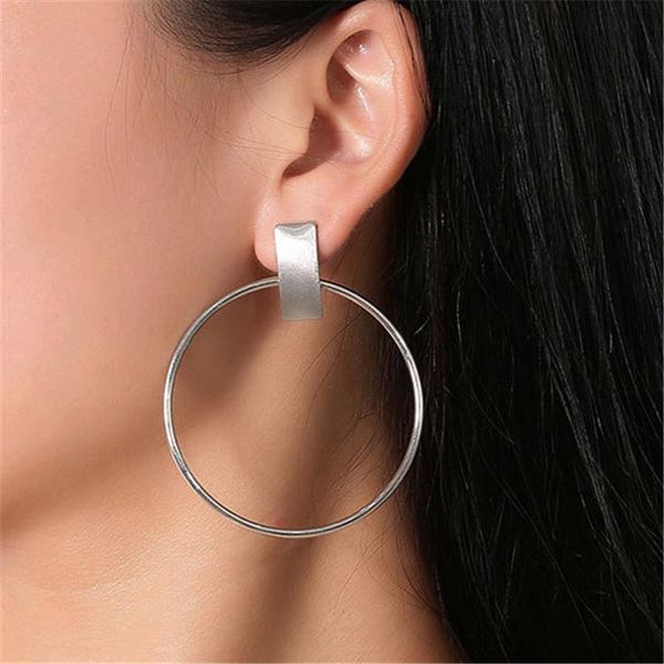

hoop & huggie letapi fashion gold color oversize earrings for women wide big metal round circle statement vintage jewelry gift, Golden;silver