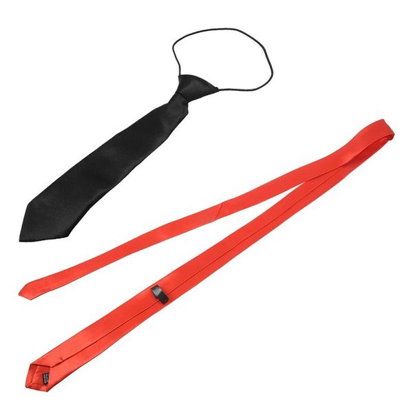 

bow ties solid black polyester elastic slim necktie neck tie for child & red self style neckwear men, Black;gray
